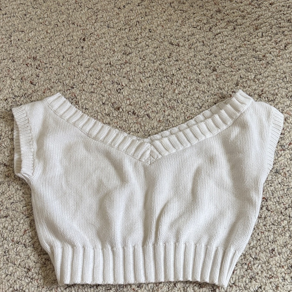 Cream Knit Sleeveless Top